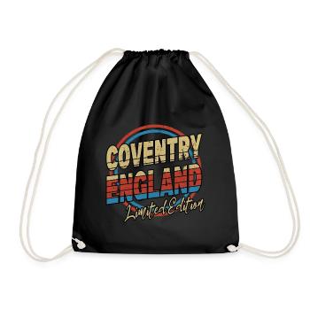Coventry England UK Stadt Schrift 80er Stil - Turnbeutel - Schwarz - Vorne
