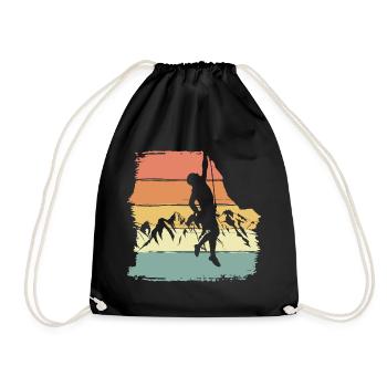 Klettern retro vintage - Turnbeutel - Schwarz - Vorne