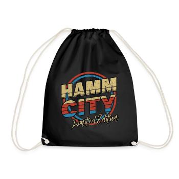 Hamm Germany City Font 80s Style - Drawstring Bag - black - Front