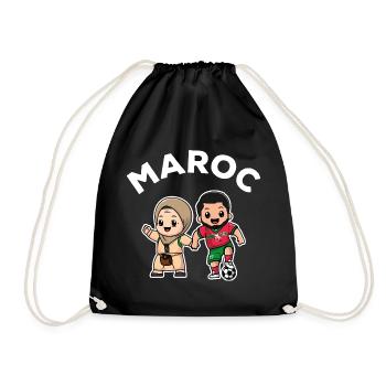 Moroccan player with his mother Gift Football Morocco - Drawstring Bag - black - Front