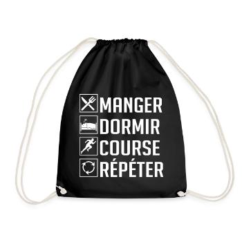 Manger, Dormir, Course, Répéter - Sac de sport léger - noir - Devant