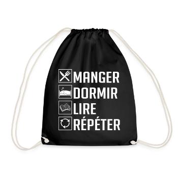 Manger, Dormir, Lire, Répéter - Sac de sport léger - noir - Devant