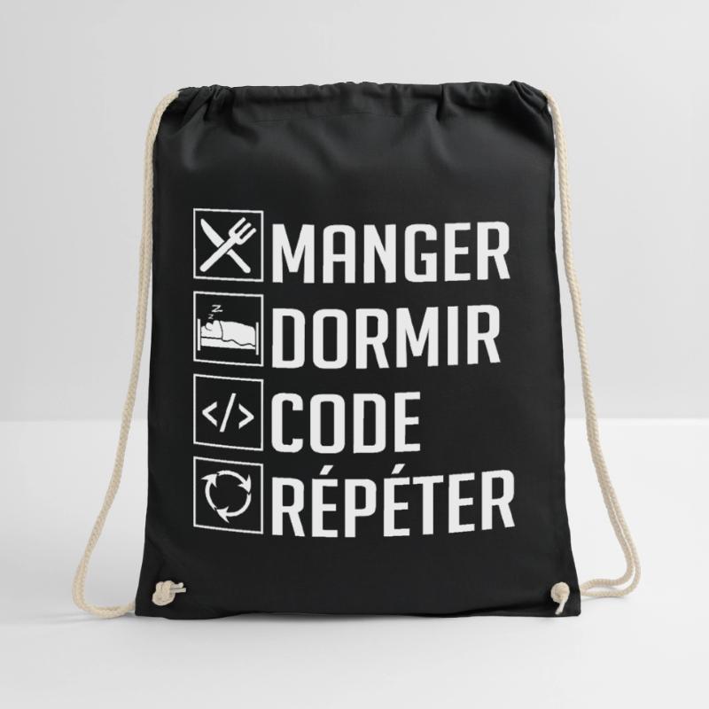 Manger, Dormir, Code, Répéter Sac de sport léger