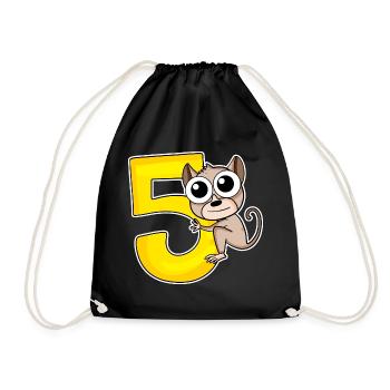 5 Birthday 5 years old with animal motif - five - Drawstring Bag - black - Front