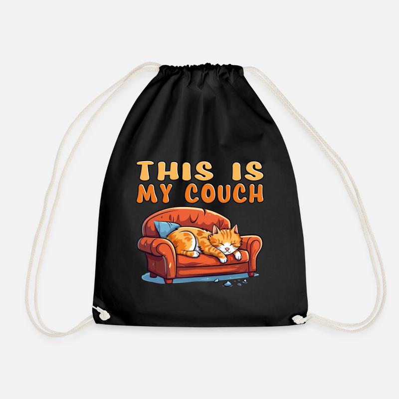 Katze Couch Sofa Lustig Humor Typisch Cartoon - Turnbeutel - Schwarz