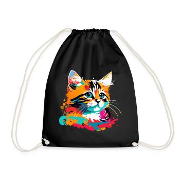 Kitten, Cat - Drawstring Bag - black - Front