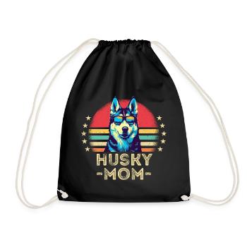 Husky mit sonnenbrille retro - Turnbeutel - Schwarz - Vorne