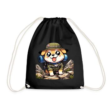 Dog Hiking Adventure Pup Apparel - Drawstring Bag - black - Front
