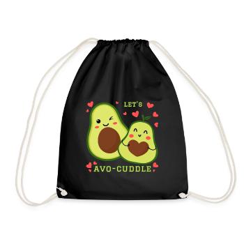 Permet à Avo-Cuddle Avocat de se blottir dans un dessin animé kawaii - Sac de sport léger - noir - Devant