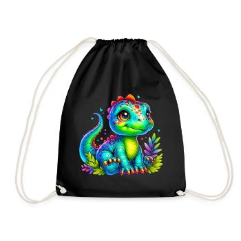 Dinosaurier - Turnbeutel - Schwarz - Vorne
