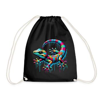 Gecko - Drawstring Bag - black - Front