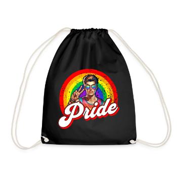 Pride Gay CSD Love LGBTQ Colors of the Rainbow - Drawstring Bag - black - Front