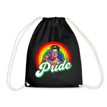 Pride Gay CSD Love LGBTQ Colors of the Rainbow - Drawstring Bag - black - Front