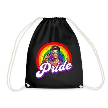 Pride Gay CSD Love LGBTQ Colors of the Rainbow - Drawstring Bag - black - Front