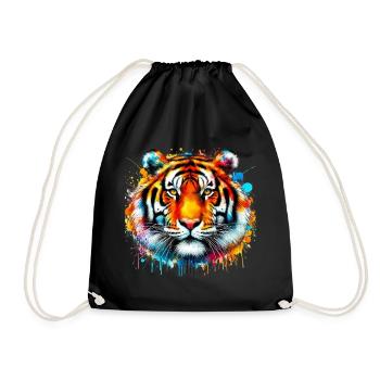 Tiger - Drawstring Bag - black - Front
