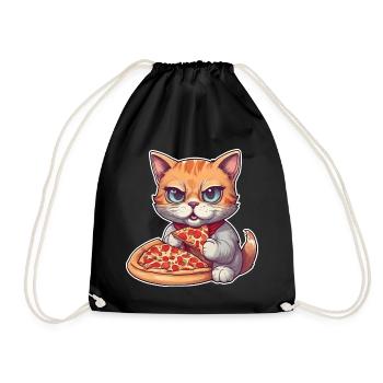Le chat adore la pizza - Sac de sport léger - noir - Devant