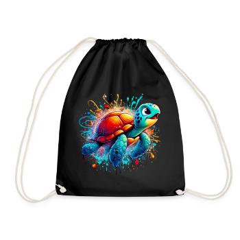 Turtle - Drawstring Bag - black - Front