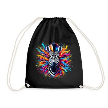 Zebra - Drawstring Bag - black - Front
