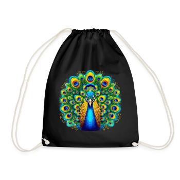Pfau - Turnbeutel - Schwarz - Vorne