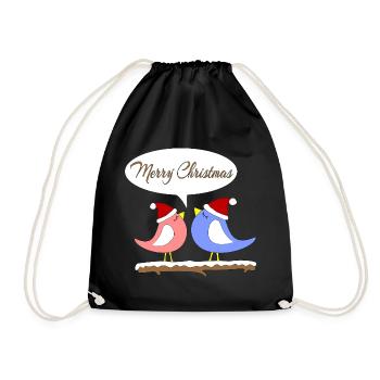 Noël avec des oiseaux amusants - Sac de sport léger - noir - Devant