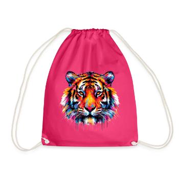 Tiger - Drawstring Bag - fuchsia - Front