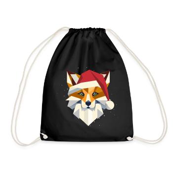 Fuchs mit Weihnachtsmütze- Kunst für die Feiertage - Turnbeutel - Schwarz - Vorne