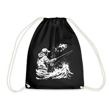 Fishing Sketch - Drawstring Bag - black - Front