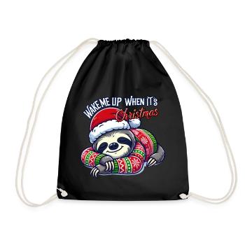 Wake Me Up When Its Christmas - Drawstring Bag - black - Front
