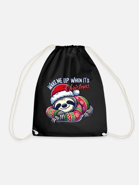 Weck mich auf, wenn Weihnachten ist - Turnbeutel - Schwarz