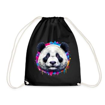 Panda - Turnbeutel - Schwarz - Vorne