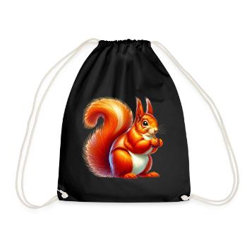 Squirrel - Drawstring Bag - black - Front