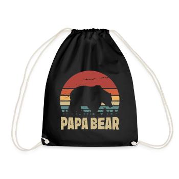 Papa Bear Retro - Drawstring Bag - black - Front