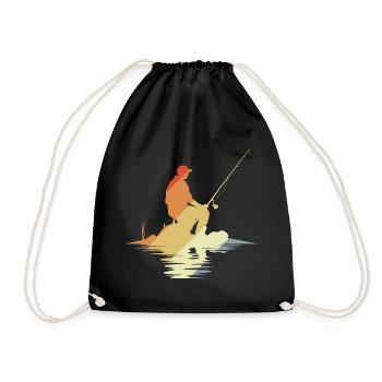 Angler Vintage Look - Turnbeutel - Schwarz - Vorne