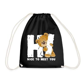 Ours en peluche mignon salutation dicton anglais - Sac de sport léger - noir - Devant