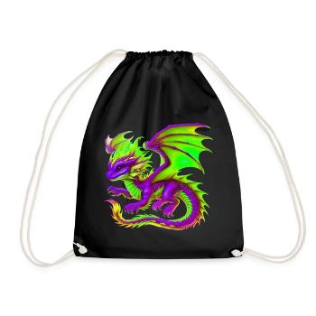 Dragon - Drawstring Bag - black - Front