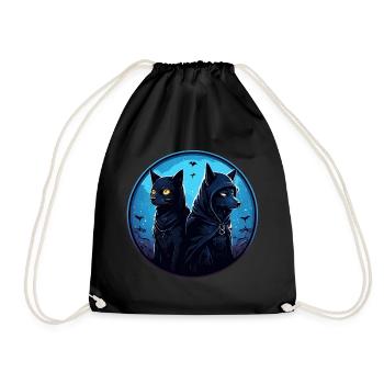 The wolf and the feline - Drawstring Bag - black - Front