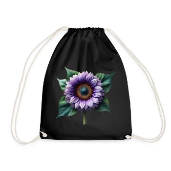 Sonnenblume violett Blumenranke Blume floral - Turnbeutel - Schwarz - Vorne