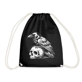 Corbeau sur crâne - Sac de sport léger - noir - Devant