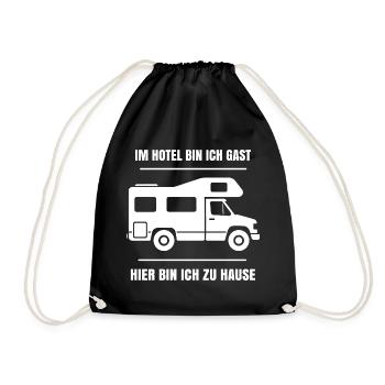 Cooler Dauercamper Spruch Wohnmobil Zuhause - Turnbeutel - Schwarz - Vorne