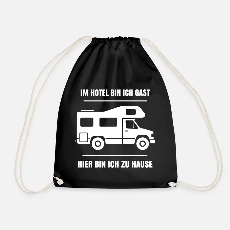 Cooler Dauercamper Spruch Wohnmobil Zuhause - Turnbeutel - Schwarz