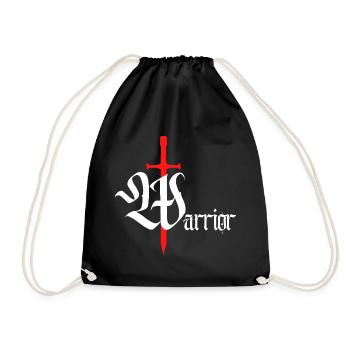 Design de guerrier gothique avec texte blanc épée - Sac de sport léger - noir - Devant