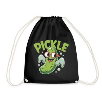 Lustige Pickle Cartoon-Figur - Turnbeutel - Schwarz - Vorne