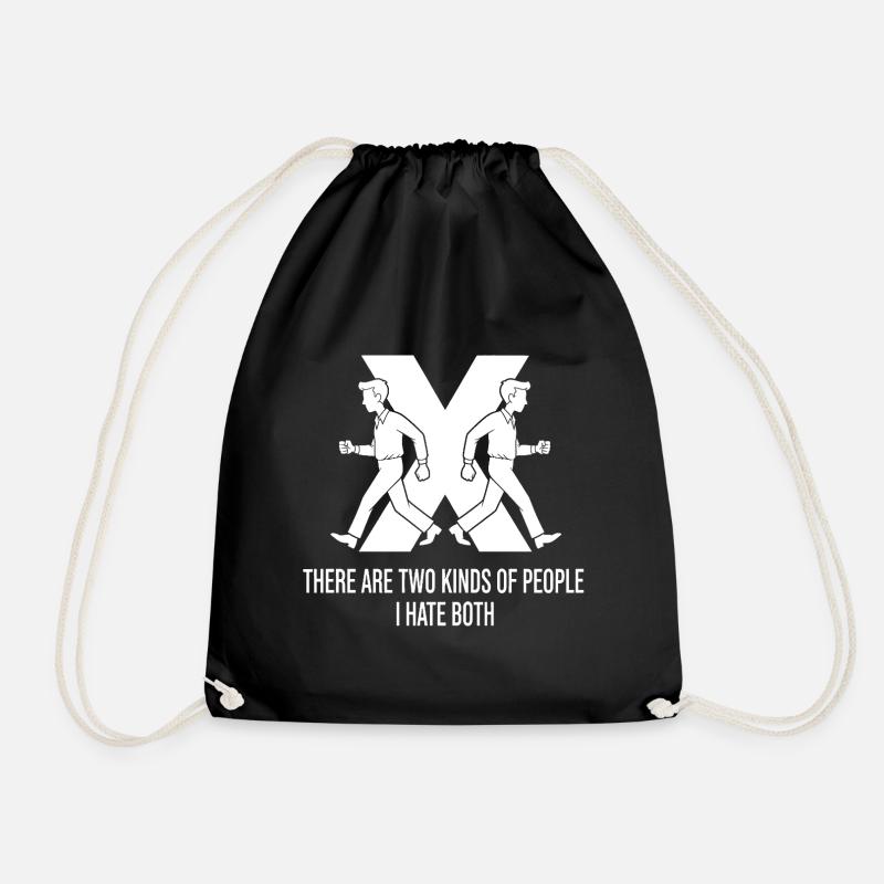 Contrasting twins with humorous saying - Drawstring Bag - black