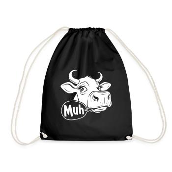 Moo Cow Cartoon Saying - Drawstring Bag - black - Front