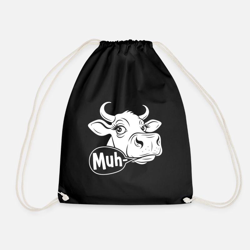 Moo Cow Cartoon Saying - Drawstring Bag - black