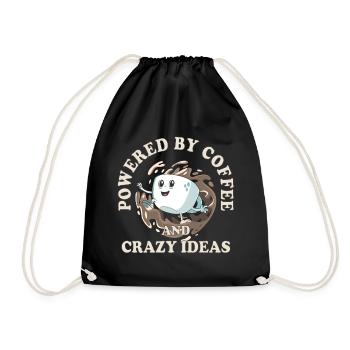 Powered by Coffee and Crazy Ideas – Coffee Design - Turnbeutel - Schwarz - Vorne
