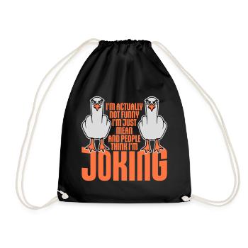 Doigt d’honneur Seagull Pas drôle Les gens méchants pensent à la blague - Sac de sport léger - noir - Devant