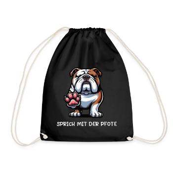 Speak with the paw English Bulldog Bully - Drawstring Bag - black - Front