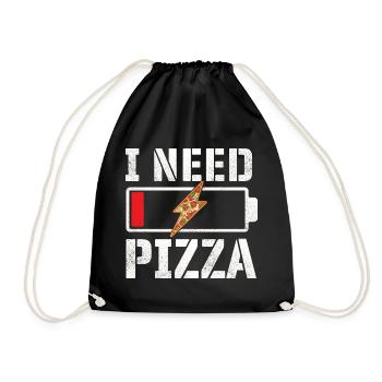 I Need Pizza Funny Food Quote Pizza Lover - Drawstring Bag - black - Front