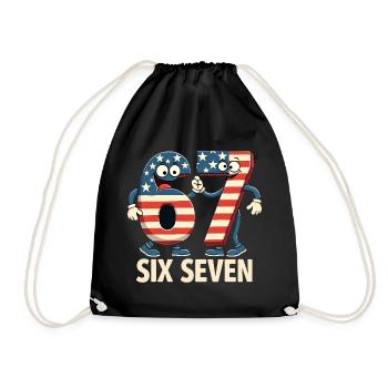 US Flag 67 Memes Six Seven - Drawstring Bag - black - Front